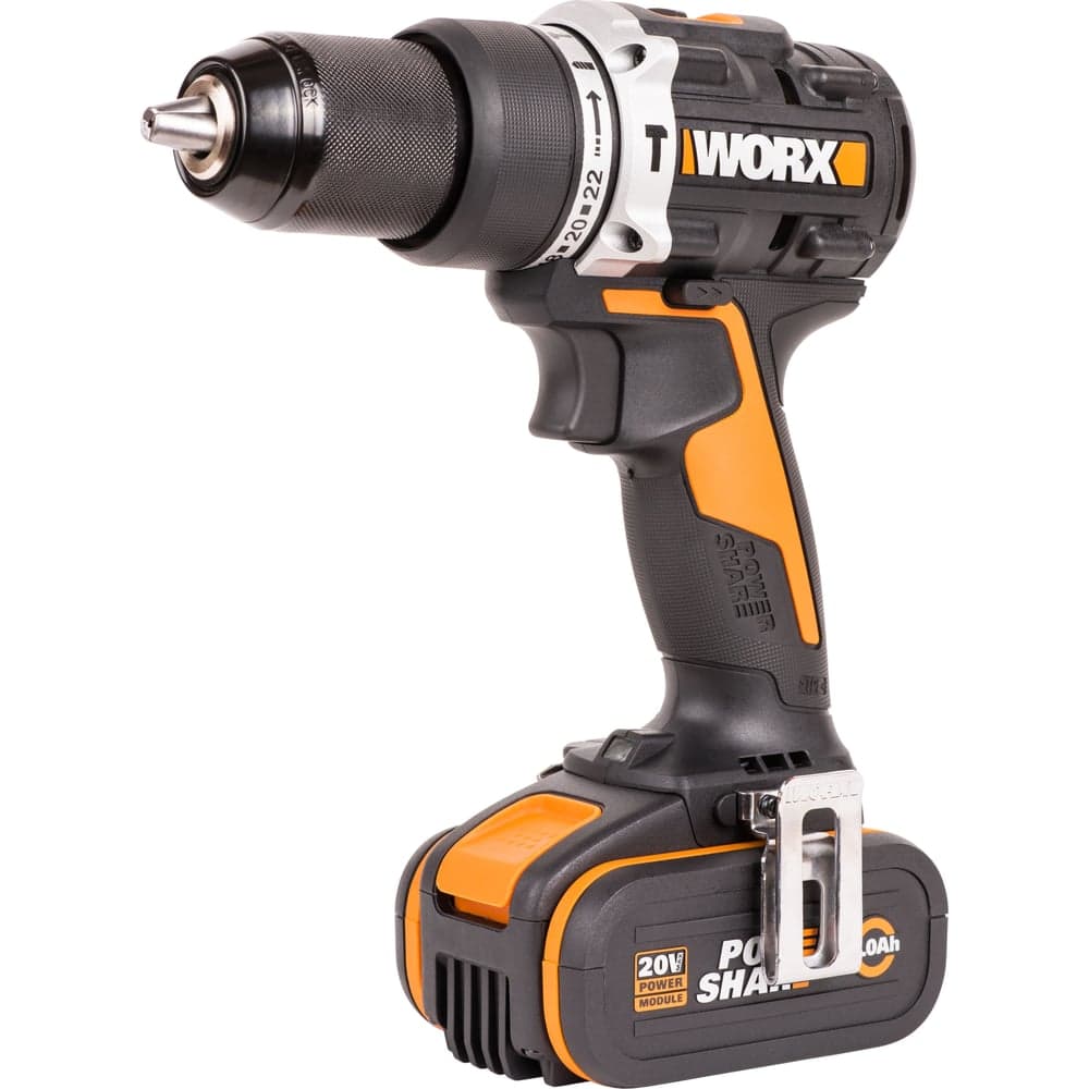 Ударная аккумуляторная дрель-шуруповерт WORX 60 Нм, 20 В, бесщеточная, 4 Ач x 2, ЗУ 2 А, кейс WX352.1
