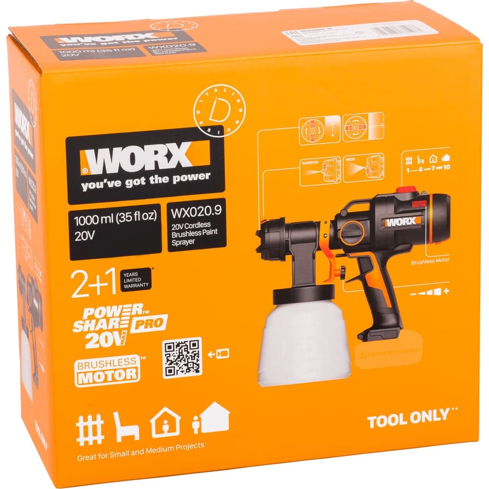 Аккумуляторный бесщеточный краскопульт WORX 20 В, без АКБ и ЗУ WX020.9 — фото 10