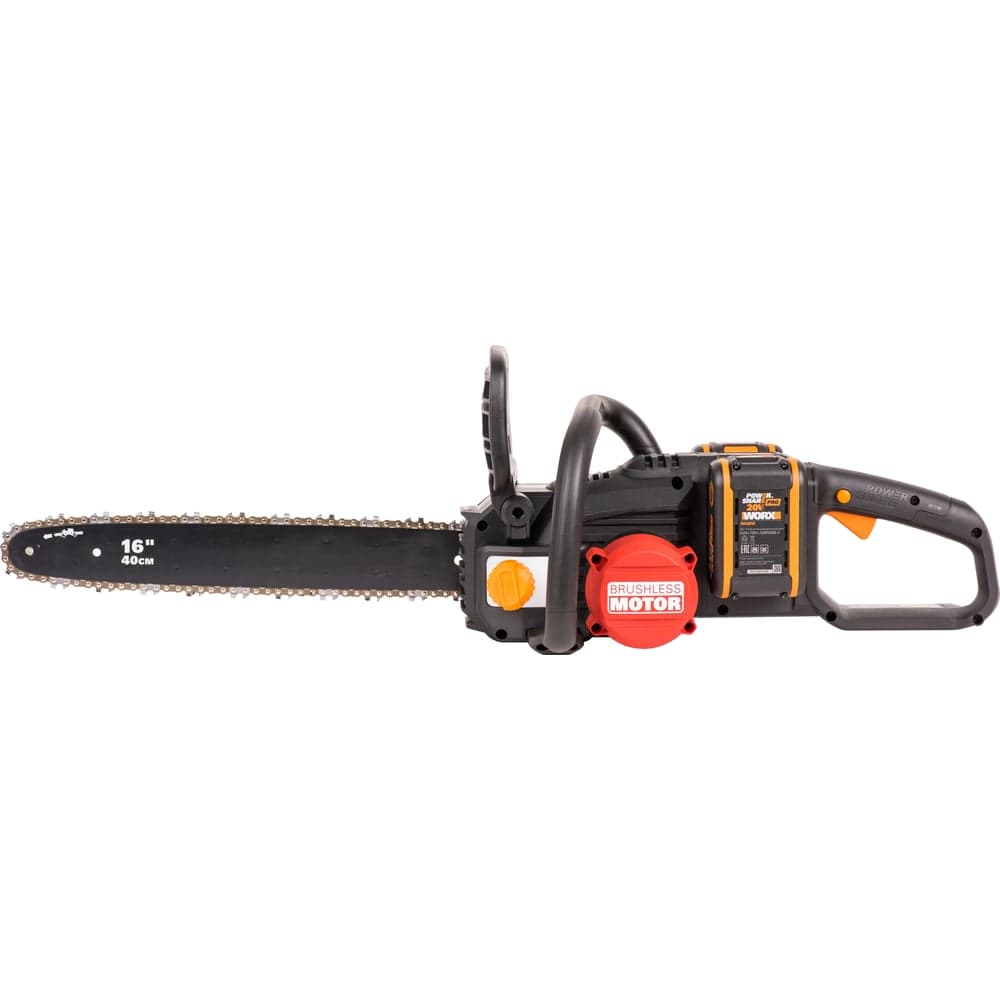 Аккумуляторная цепная пила WORX NITRO , 40В 40см бесщеточная, 4.0Ач х2, ЗУ 2А, коробка WG385E