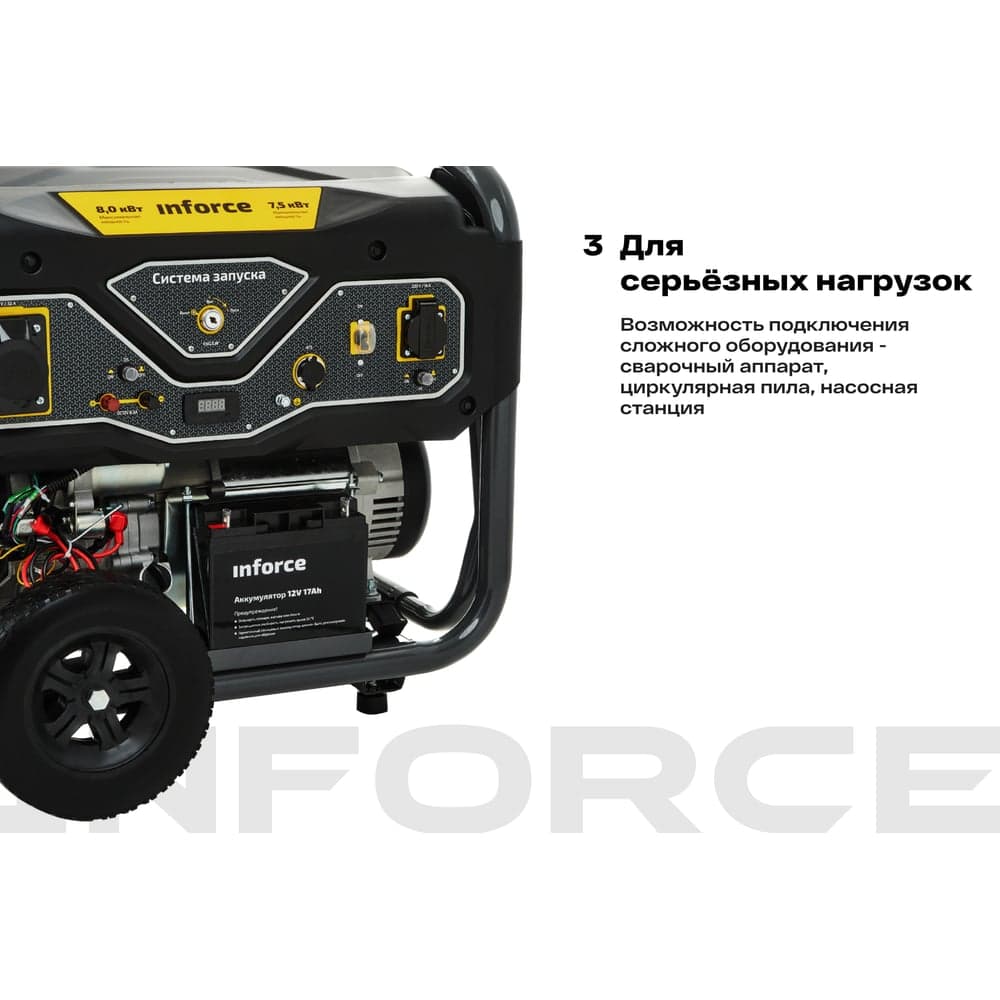 Бензиновый генератор (8 кВт; эл.стартер; ATS, колёса и ручки) Inforce GL 8000 04-03-16 — фото 5