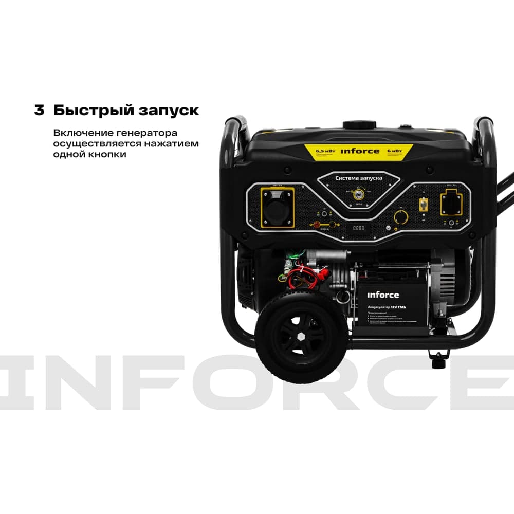 Бензиновый генератор (6,5 кВт; эл.стартер; ATS, колёса и ручки) Inforce GL 6500 04-03-15 — фото 5