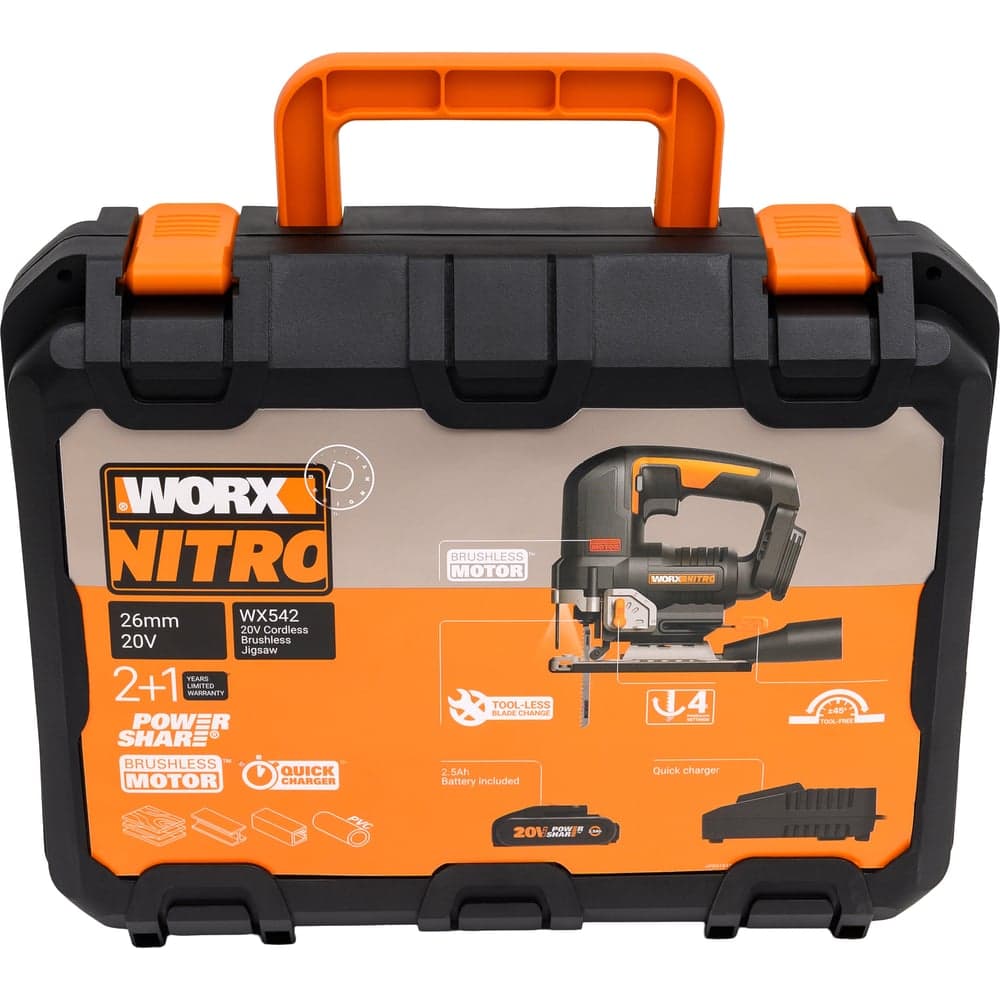 Аккумуляторный бесщеточный лобзик WORX 20 В, 2.5 Ачх1, ЗУ 2 А, кейс WORX WX542 — фото 13