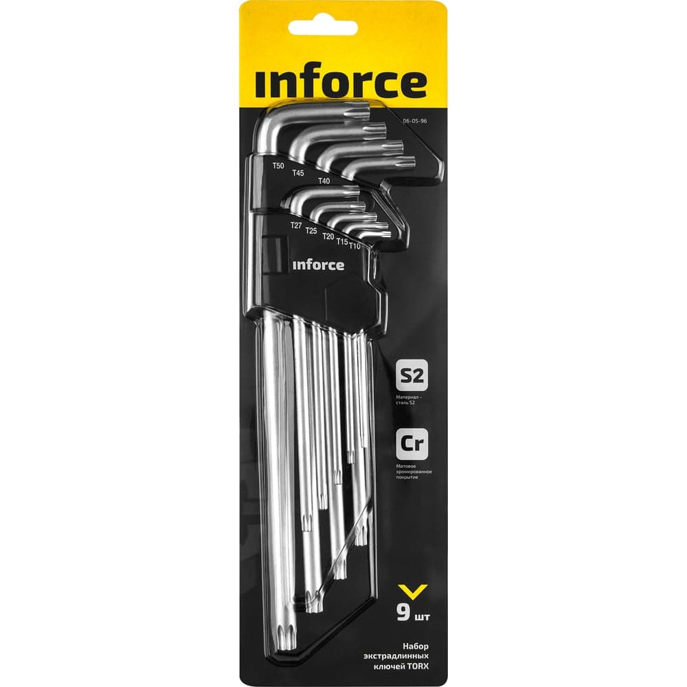Набор экстра-длинных ключей Inforce TORX 9 штук, Т10-Т50, 06-05-96 — фото 2