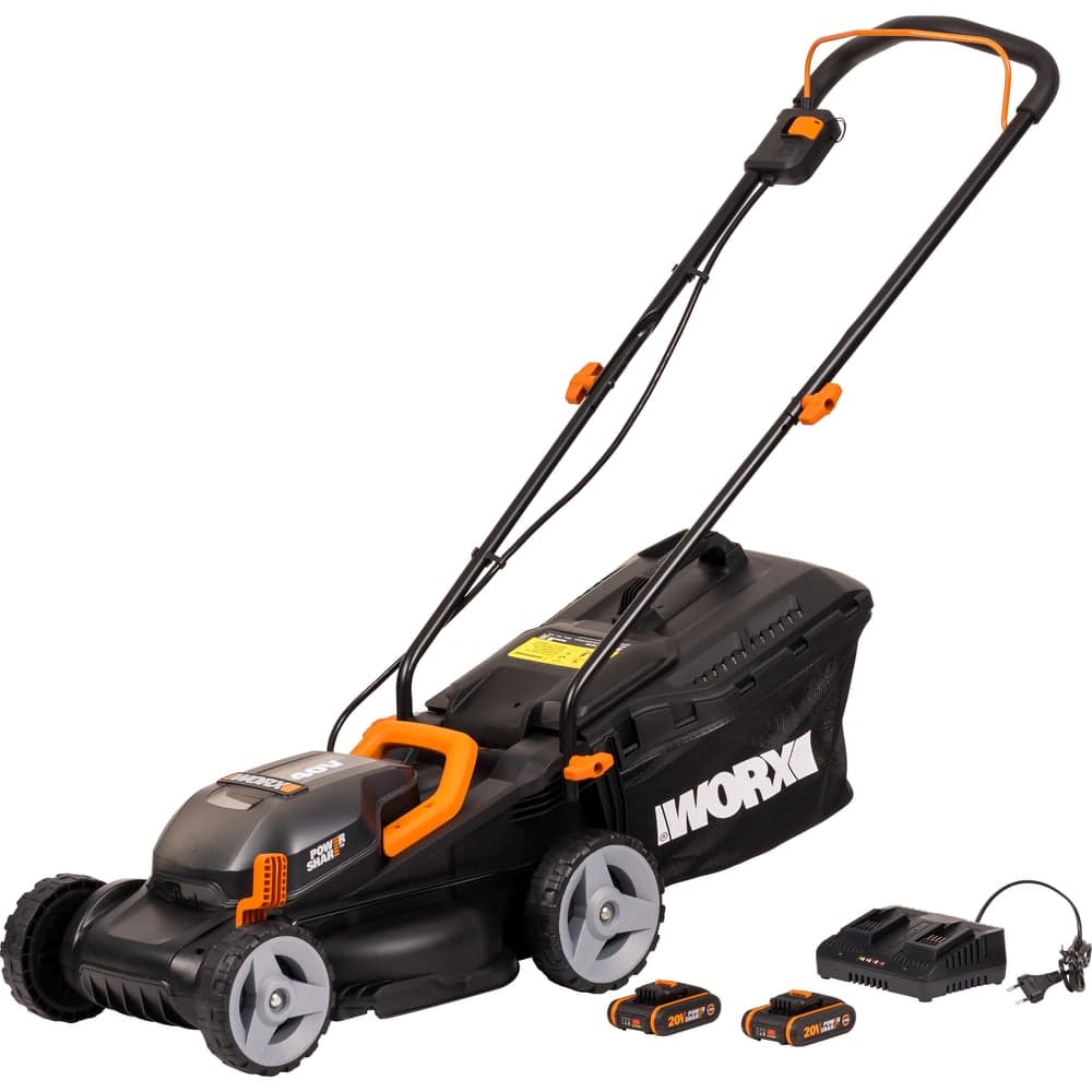Аккумуляторная газонокосилка WORX 40В, 2х2.5 Ач, двойное ЗУ 2x2A WG779E