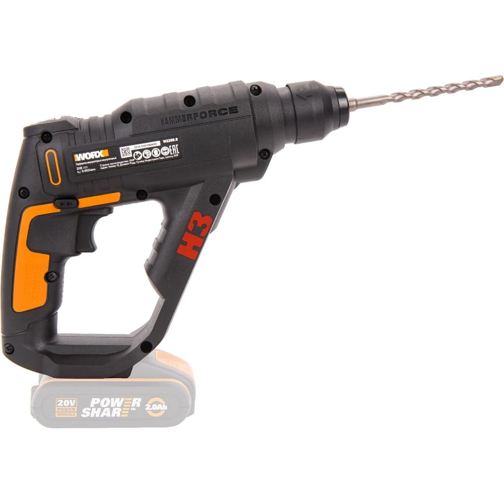 Перфоратор аккумуляторный WORX H3 WX390.9, 20В, без АКБ и ЗУ — фото 5