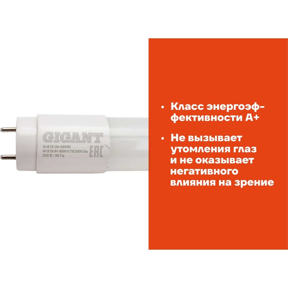 Светодиодная лампа Gigant G13 26Вт 6500К T8 2000Лм G-G13-26-6500K — фото 3