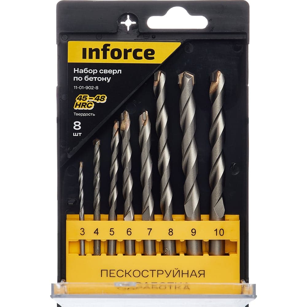 Набор сверл по бетону 8 шт, 3-10 мм Inforce 11-01-902-8