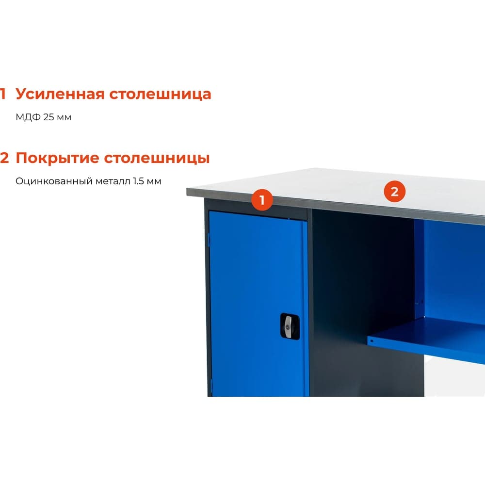 Верстак с тумбой Gigant 1600х685х850 ВТ(Россия), нагрузка 300кг, столешница 25мм МДФ, G-ВТ-1.6 — фото 3