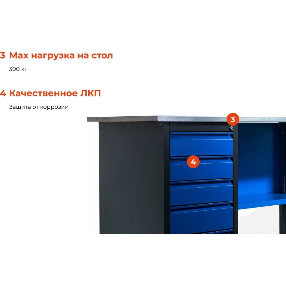 Верстак с драйвером Gigant 1600х685х850 ВД(Россия), нагрузка 300кг, столешница 25мм МДФ, G-ВД-1.6 — фото 4