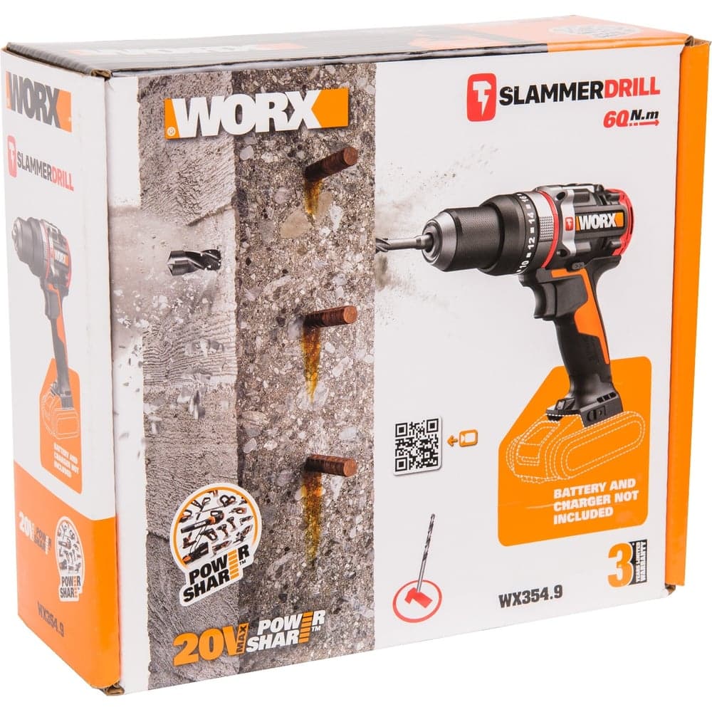 Аккумуляторная ударная дрель-шуруповерт WORX  20 В, 60 Нм, бесщеточная, без АКБ и ЗУ WX354.9 — фото 6