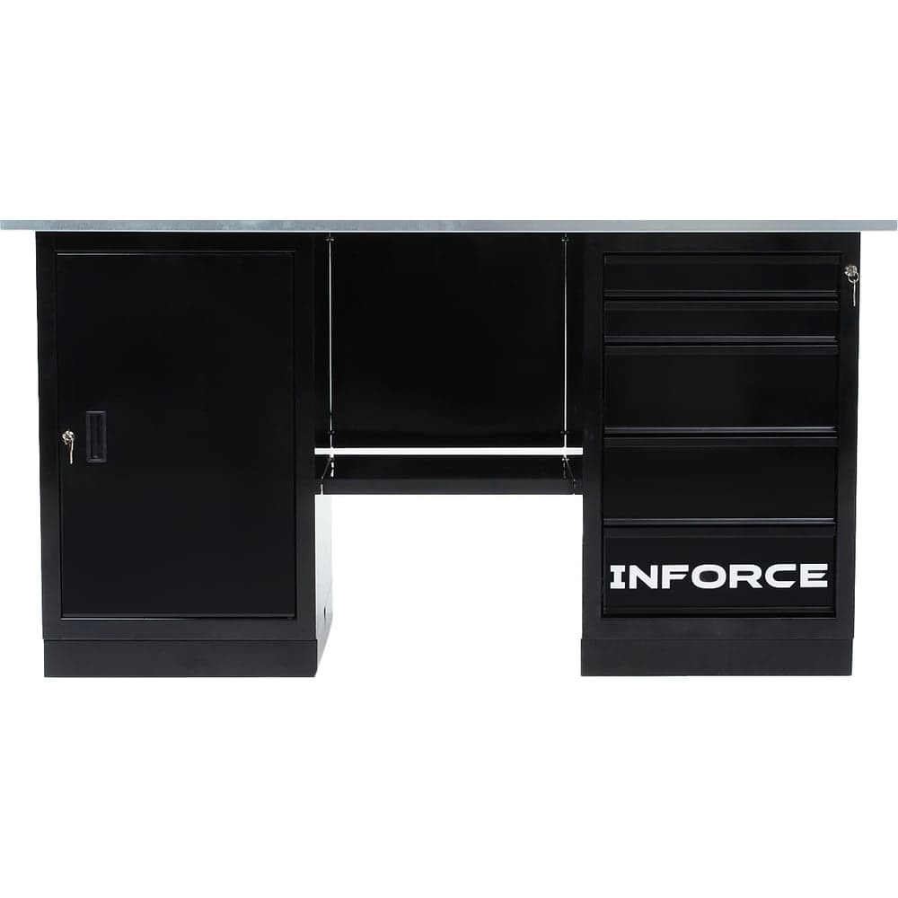 Верстак с драйвером и тумбой Inforce 1600х686х845 LW-3, допустимая нагрузка на стол 1000кг, 05-01-007