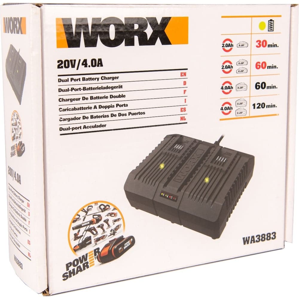 Двойное зарядное устройство WORX WA3883, 20В, 2*2A — фото 4