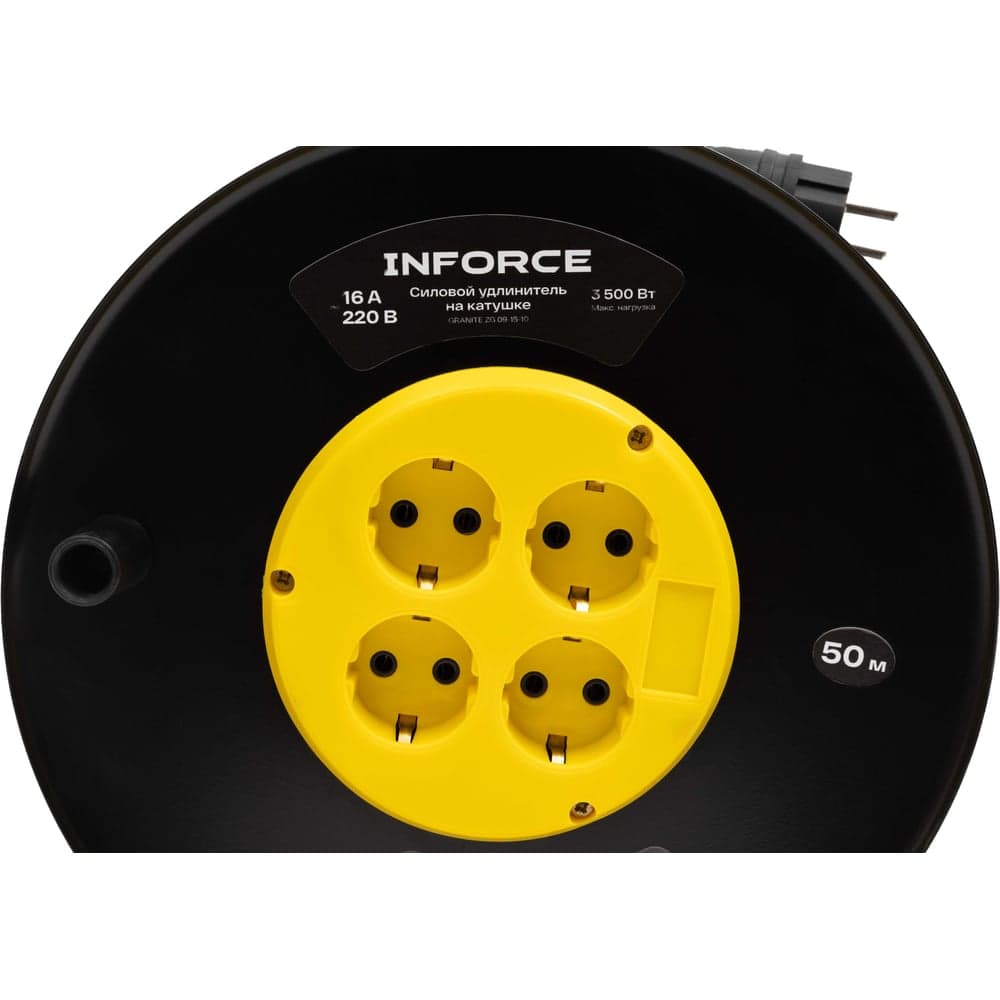 Силовой удлинитель Inforce на катушке 4 гнезда, с/з КГ 3х2,5 16A 50м IP20 GRANITE ZG 09-15-10 — фото 7