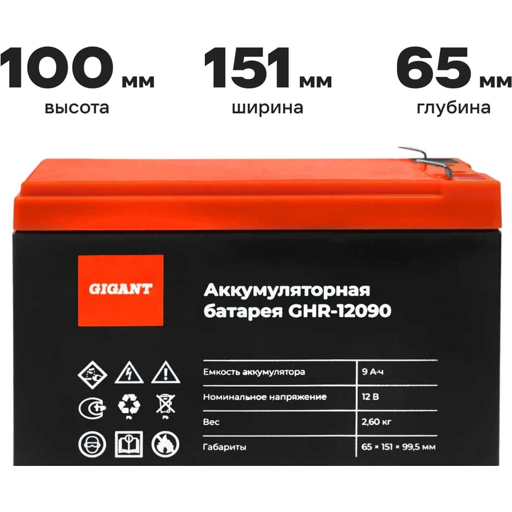 Аккумуляторная батарея Gigant GHR-12090 — фото 4