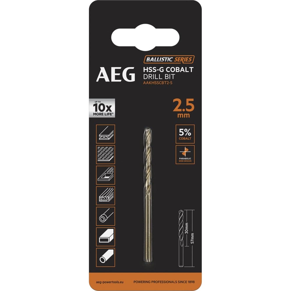 Сверло по металлу HSS-Co (2.5х30х57 мм) AEG AAKHSSCBT2-5 4932479324
