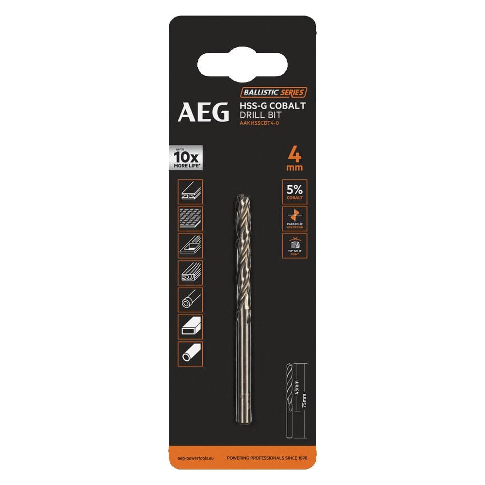 Сверло по металлу HSS-Co (4х43х75 мм) AEG AAKHSSCBT4-0 4932479328