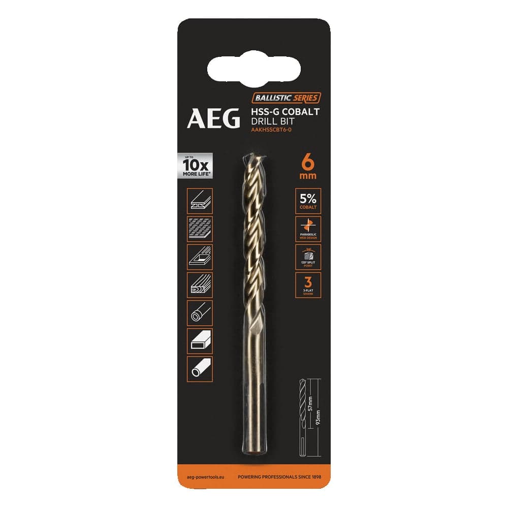 Сверло по металлу HSS-Co (6х57х93 мм) AEG AAKHSSCBT6-0 4932479334