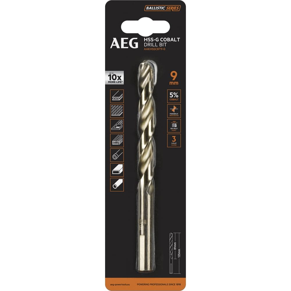 Сверло по металлу HSS-Co (9х81х125 мм) AEG AAKHSSCBT9-0 4932479339