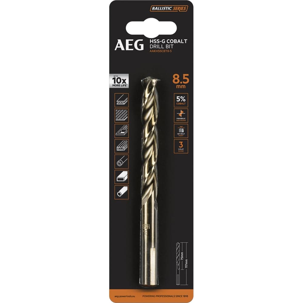 Сверло по металлу HSS-Co (8.5х75х117 мм) AEG AAKHSSCBT8-5 4932479338