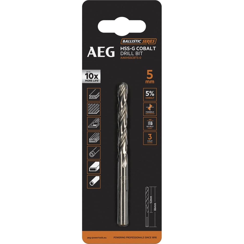Сверло по металлу HSS-Co (5х52х86 мм) AEG AAKHSSCBT5-0 4932479332