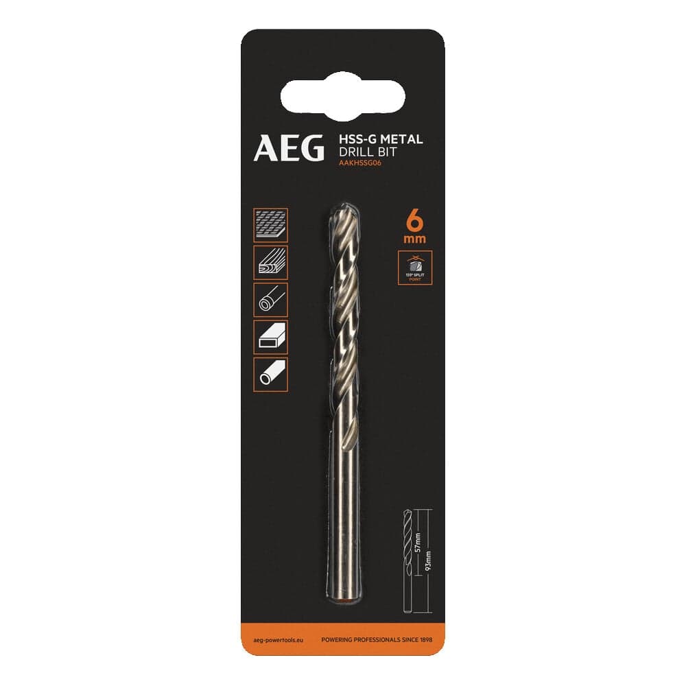 Сверло по металлу HSS-G (6х57х93 мм) AEG AAKHSSG06 4932479312