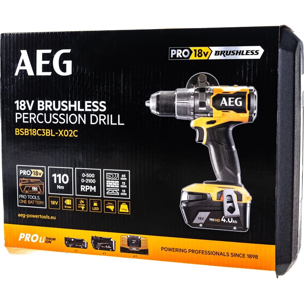 Бесщеточная аккумуляторная ударная дрель-шуруповерт AEG 18В BSB18C3BL-X02C 4935478937 — фото 2