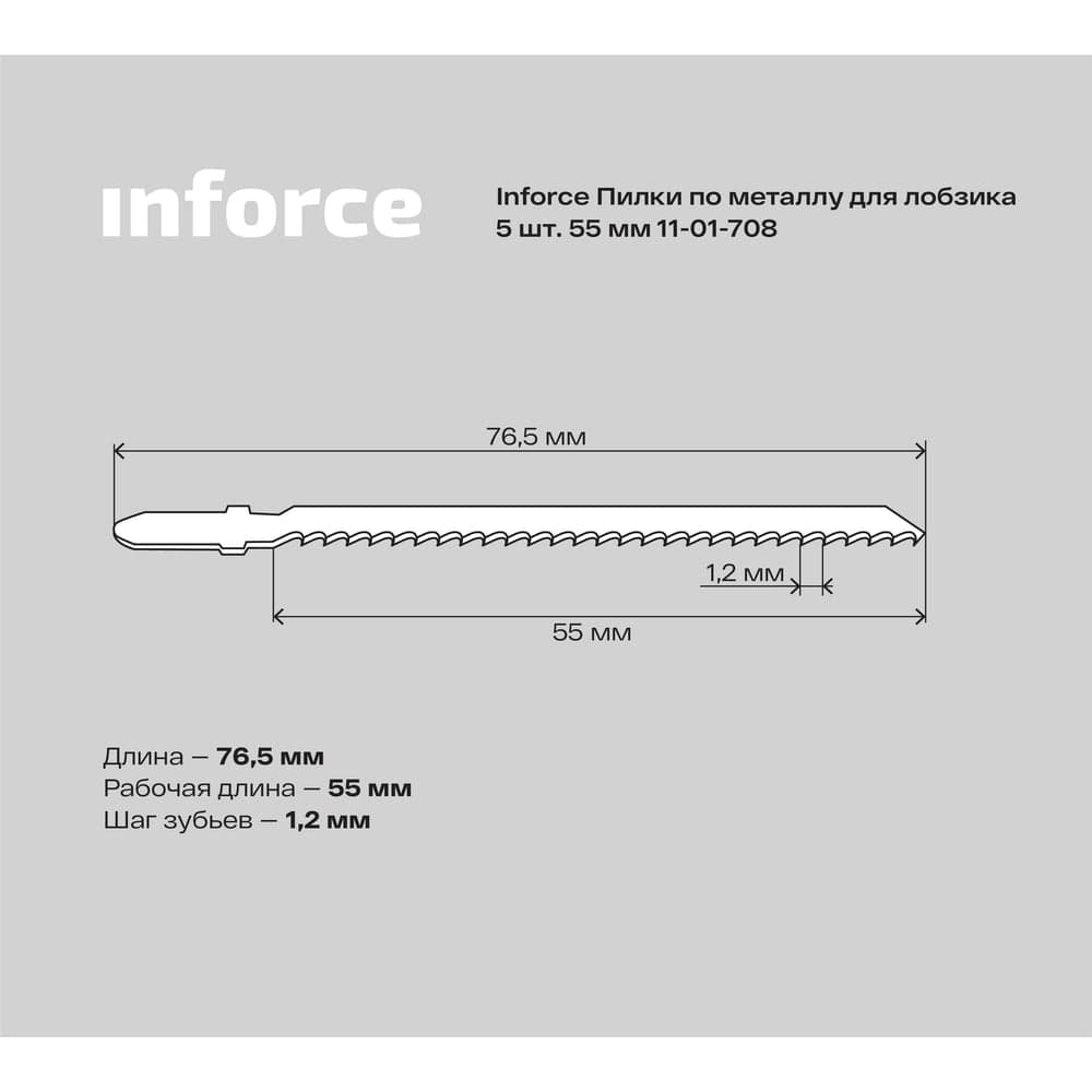 Пилки по металлу 5 шт, 55 мм для лобзика Inforce 11-01-708 — фото 5