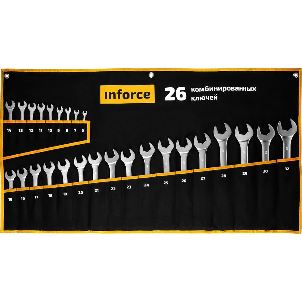 Набор комбинированных ключей 26 предметов Inforce, Сталь Cr-V, 6-32мм, 06-05-32