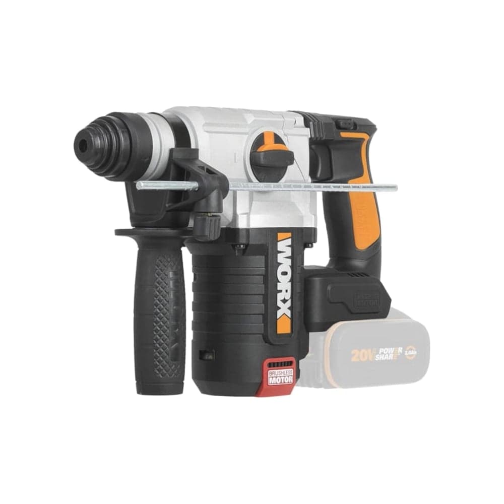 Аккумуляторный бесщеточный перфоратор WORX 20В, 4Ач x2, ЗУ 2А, кейс WX380 — фото 3