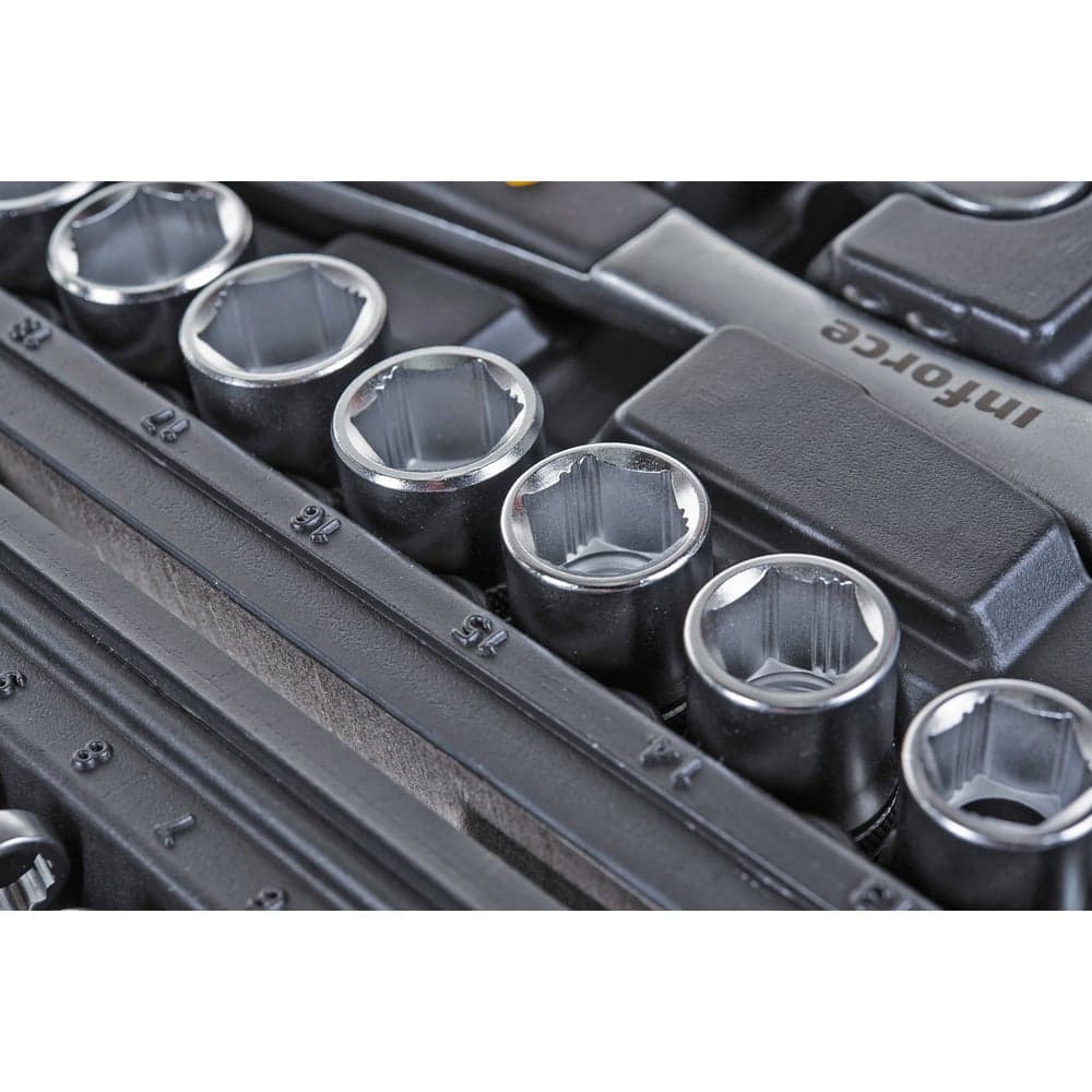 Набор инструментов Inforce 85 предметов 1/2", 1/4" Inforce, Сталь Cr-V, Профессиональный, 06-07-14 — фото 4