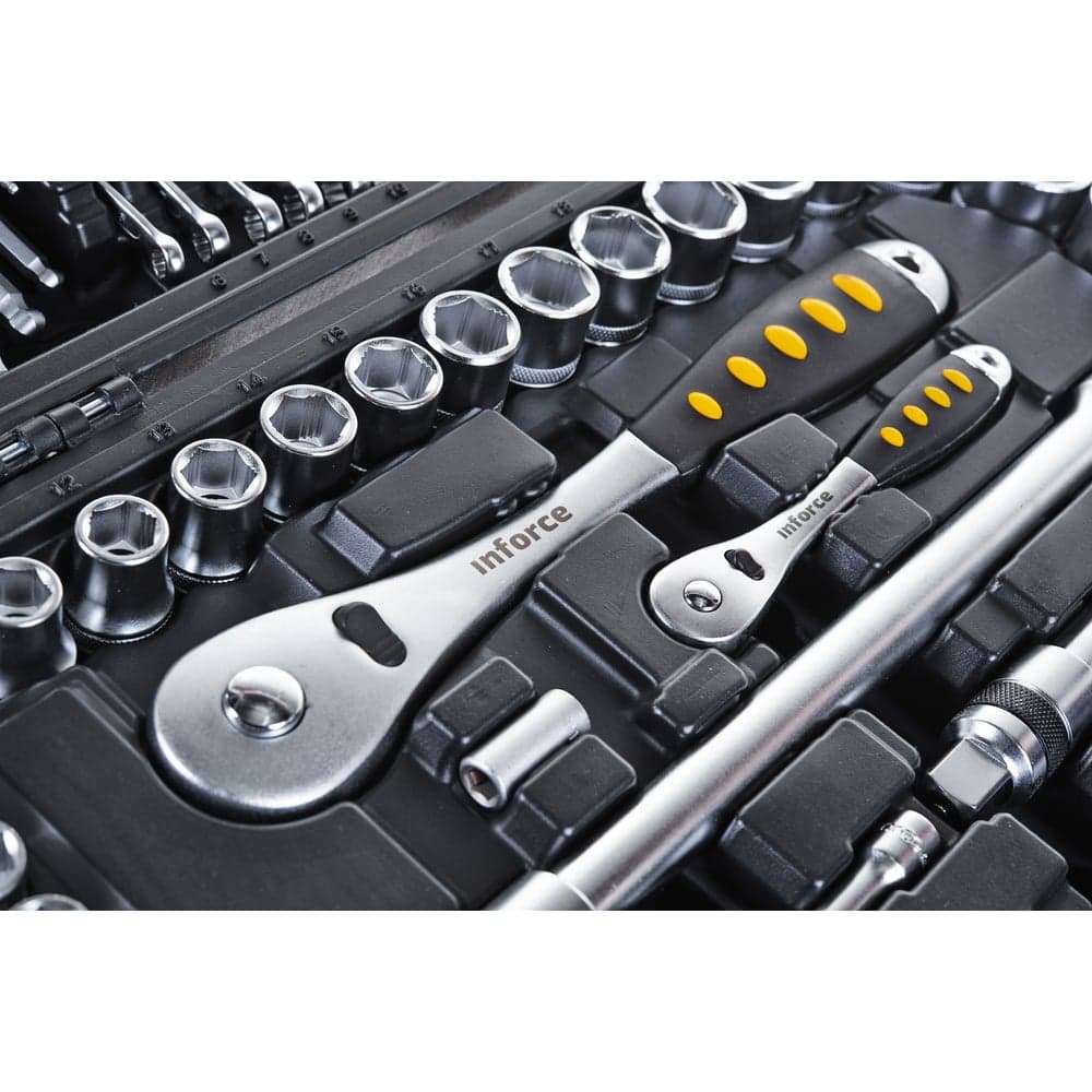 Набор инструментов Inforce 85 предметов 1/2", 1/4" Inforce, Сталь Cr-V, Профессиональный, 06-07-14 — фото 10