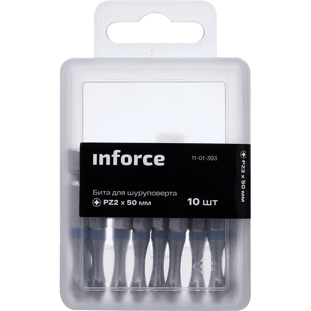 Бита (10 шт; PZ2; 50 мм) для шуруповерта Inforce 11-01-393 — фото 2