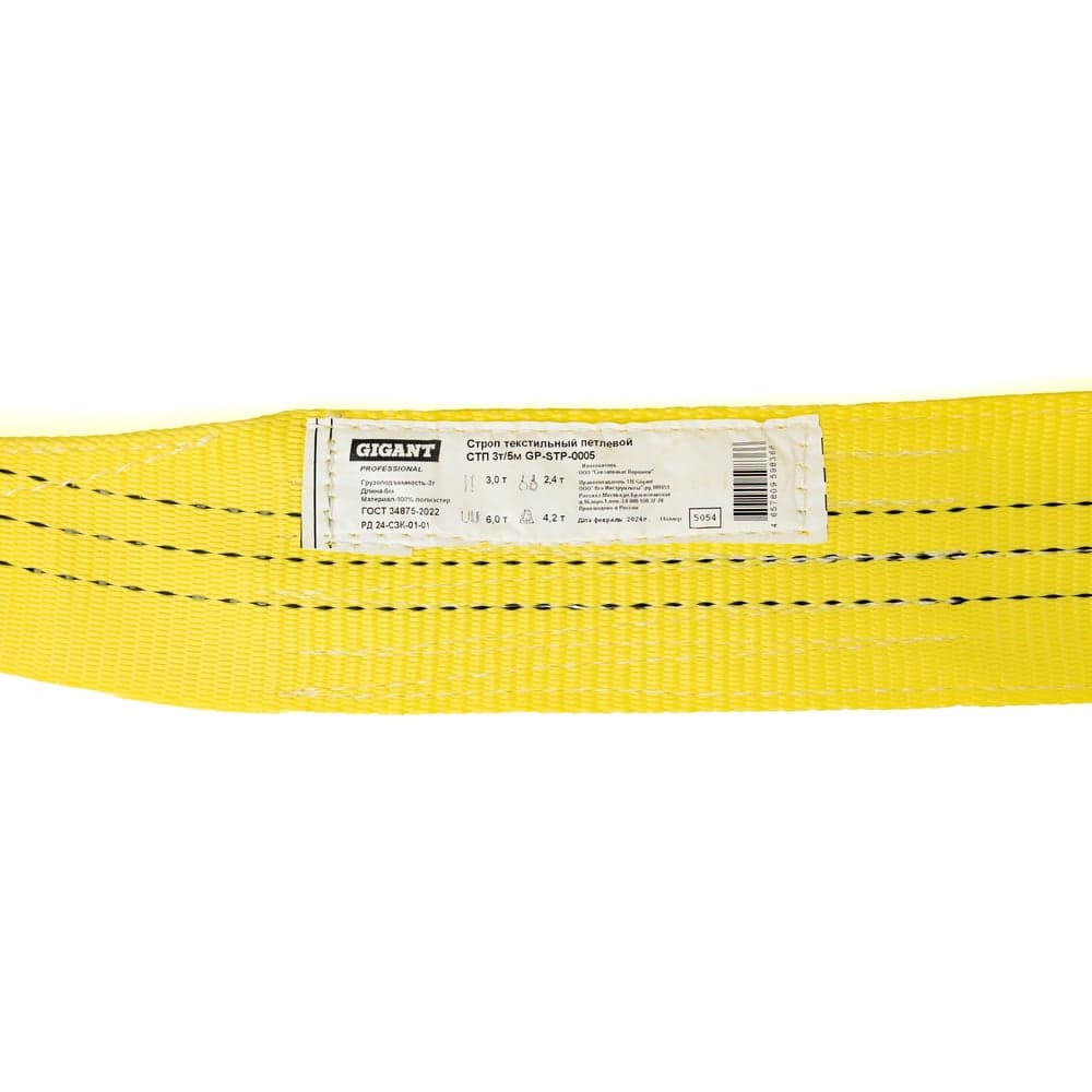 Текстильный петлевой строп Gigant Professional СТП 3 т, 5 м GP-STP-0005 — фото 8
