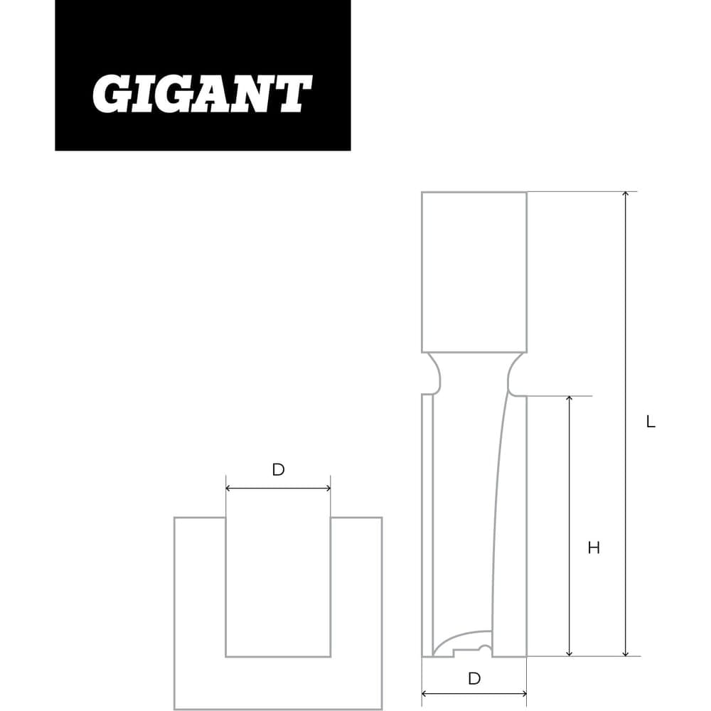 Фреза пазовая прямая D12 мм, H25 мм, хвостовик 8 мм Gigant GC-0055 — фото 7