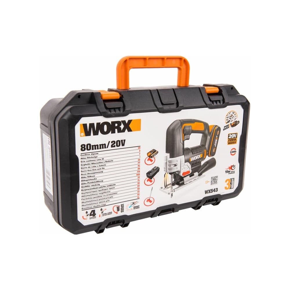 Аккумуляторный лобзик WORX 20 В, 1x2 Ач, кейс WX543 — фото 10