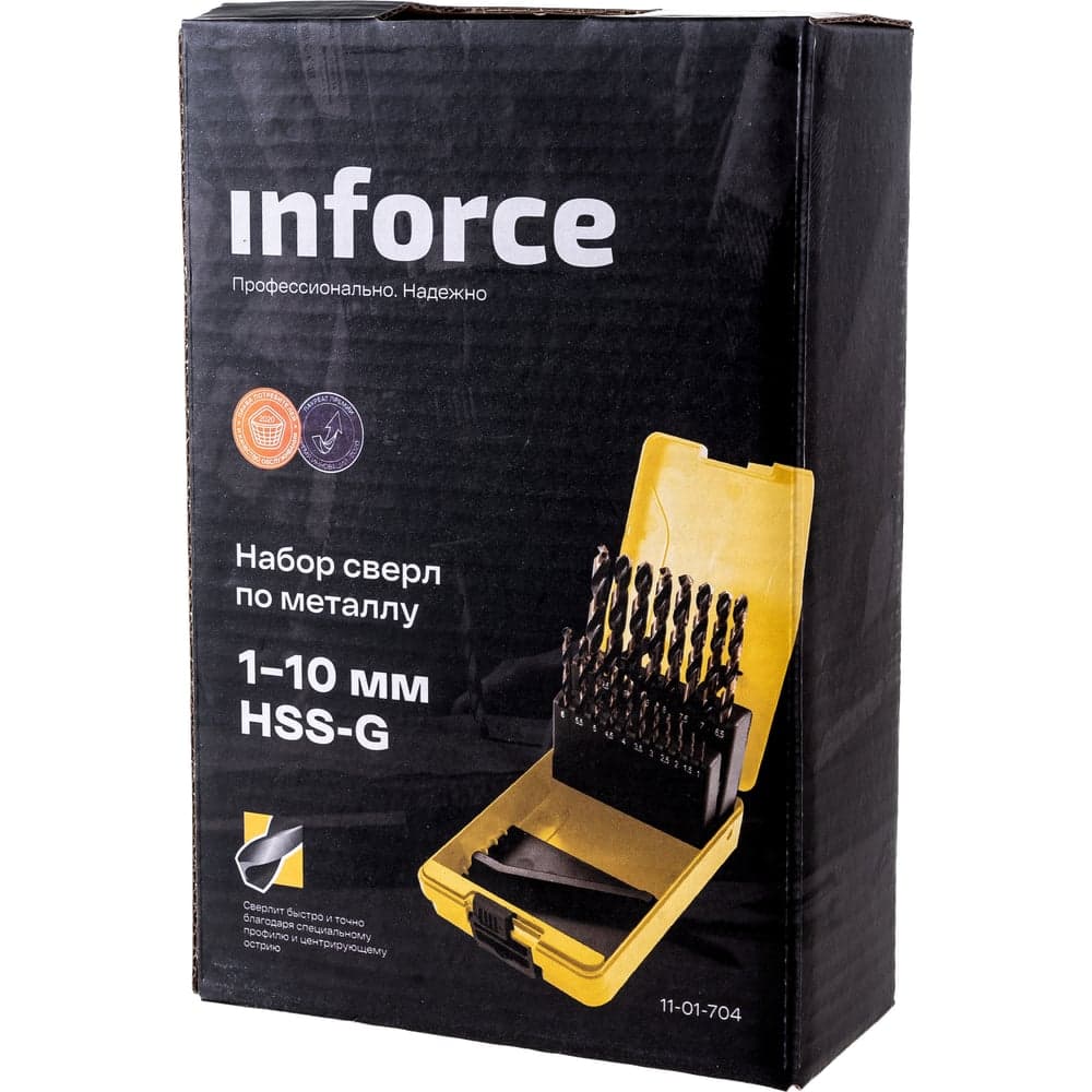 Набор сверл по металлу 19 предметов, 1-10 мм, HSS-G Inforce 11-01-704 — фото 7
