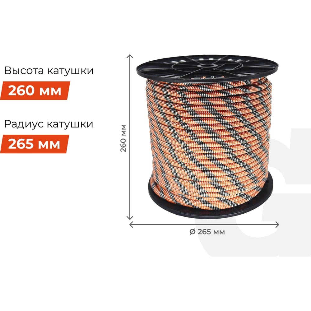 Страховочная высокопрочная веревка Gigant 48 прядей, 10мм х 100м HRS-01 — фото 5