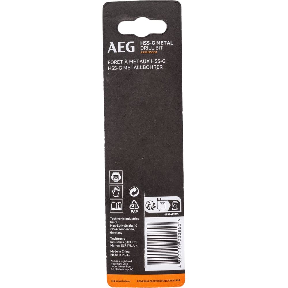 Сверло по металлу HSS-G (8х75х117 мм) AEG AAKHSSG08 4932479315 — фото 3