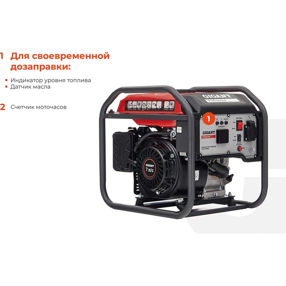 Инверторный генератор Gigant Professional (3 кВт; дисплей) GPIGL-3000O — фото 3